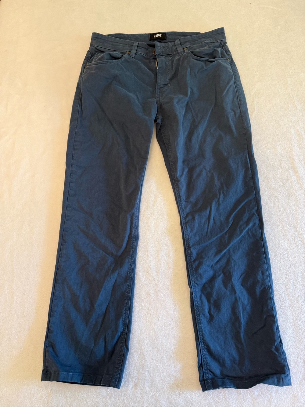 PAIGE Indigo Blue Straight Leg Trousers